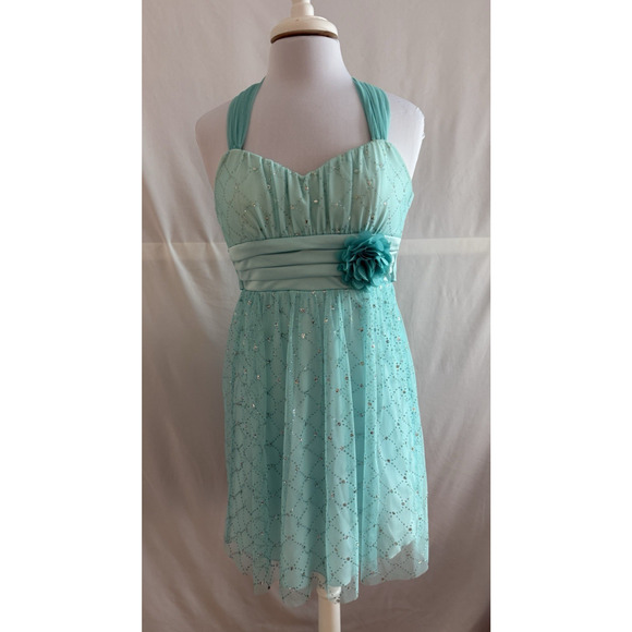 By & By Women's Jr 1 Fairy Formal Sparkle Mesh Mini Dress Prom Party Occasion - Picture 1 of 9